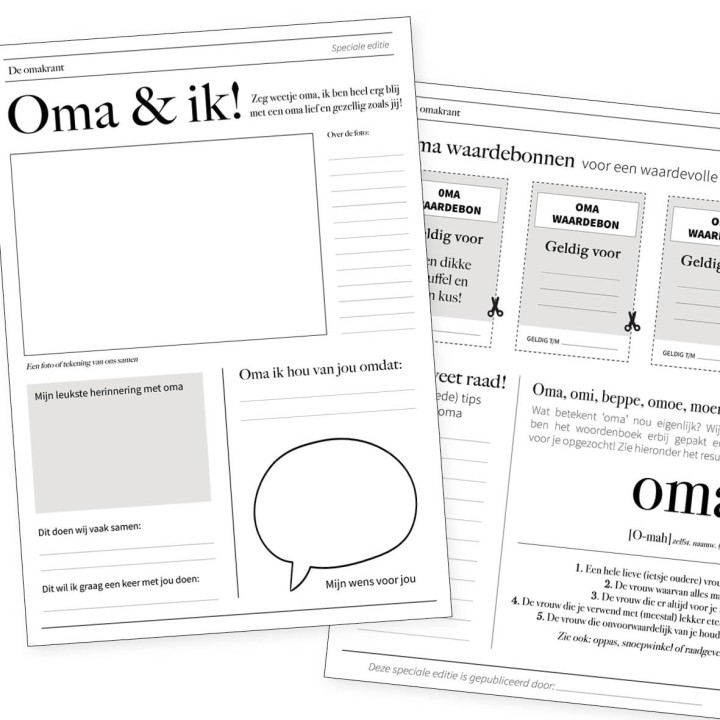 Printable krant speciaal voor Oma!