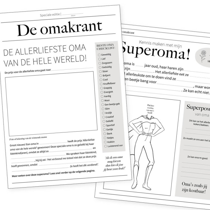 Printable krant speciaal voor Oma!