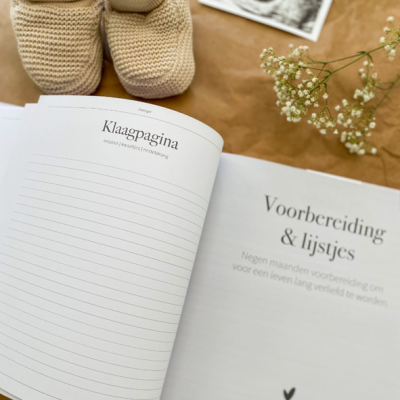 Zwangerschapsdagboek kopen? Linnen cover met madeliefjes