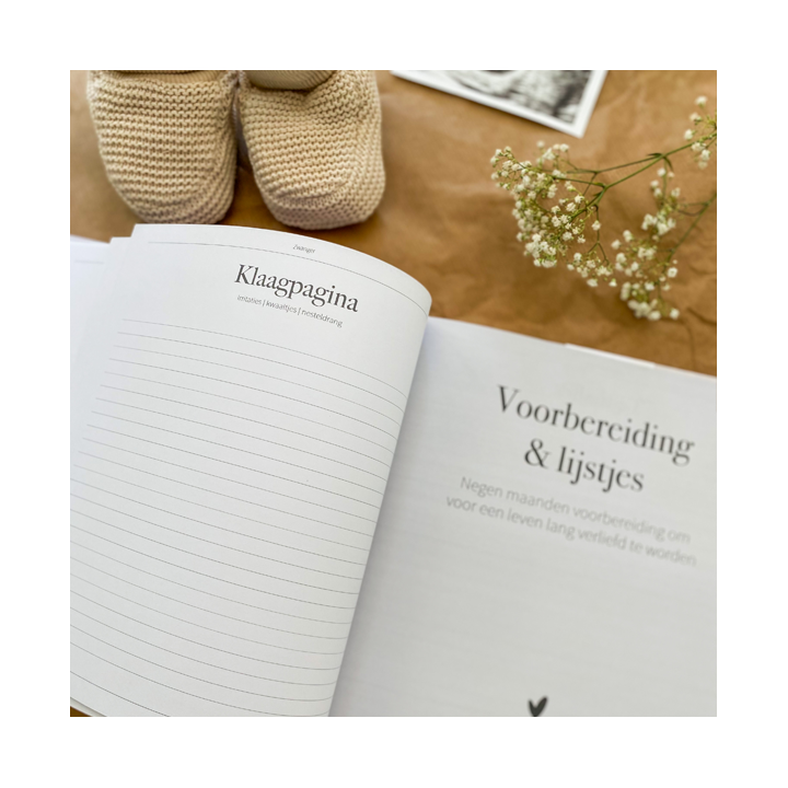 Zwangerschapsdagboek kopen? Linnen cover met madeliefjes