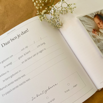 Zwangerschapsdagboek kopen? Linnen cover met madeliefjes
