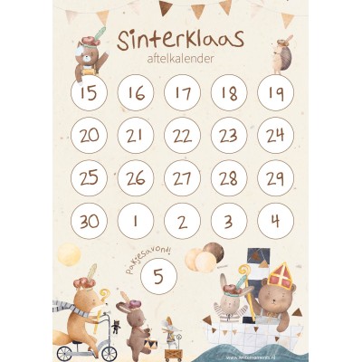Sinterklaas aftelkalender, verlanglijstje & brief voor