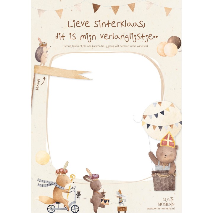 Sinterklaas aftelkalender, verlanglijstje & brief voor