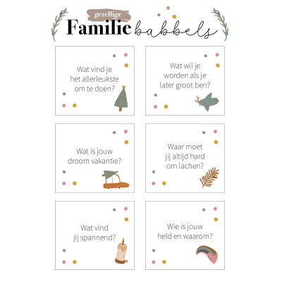 Familie babbels gesprekskaartjes | Free printable