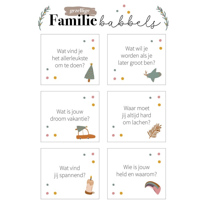 Familie babbels gesprekskaartjes | Free printable