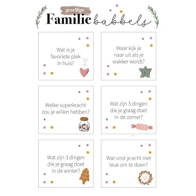 Familie babbels gesprekskaartjes | Free printable