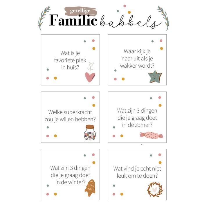 Familie babbels gesprekskaartjes | Free printable