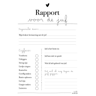 Rapport voor de juf (printable) | Writemoments