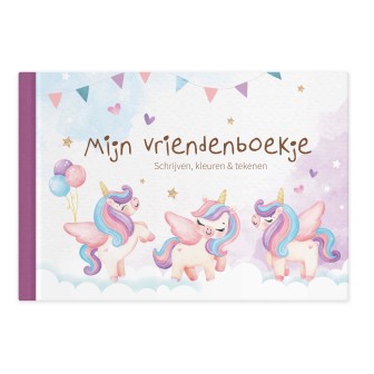 Unicorn vriendenboekje om te kleuren, schrijven en tekenen