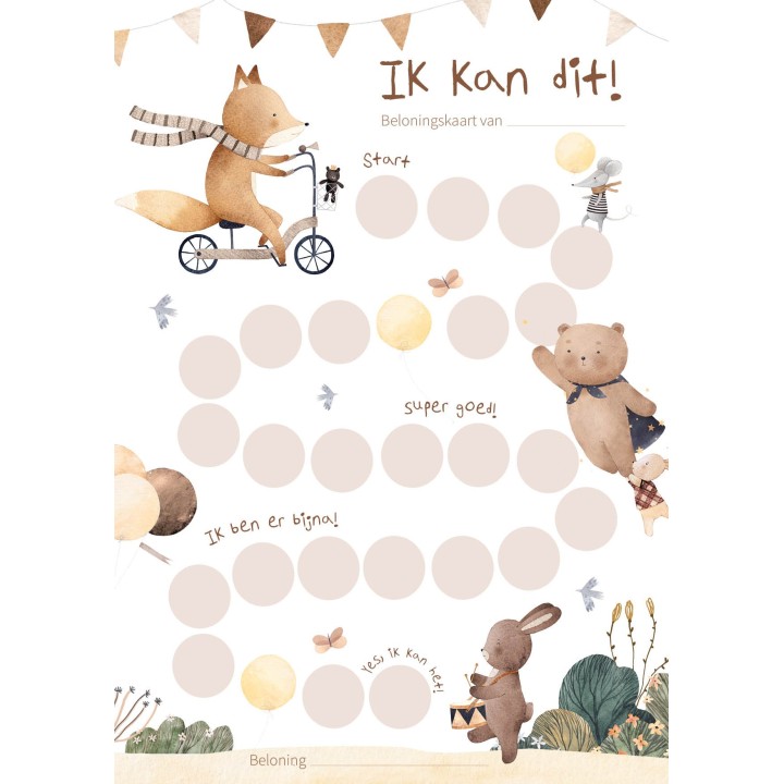Beloningskaarten bosdieren printen | Writemoments