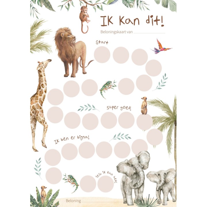 Beloningskaarten safari | printable | Writemoments