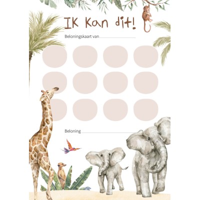 Beloningskaarten safari | printable | Writemoments