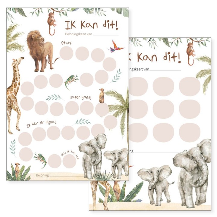 Beloningskaarten safari | printable | Writemoments