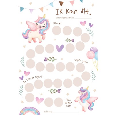Beloningskaarten unicorn printable | Writemoments