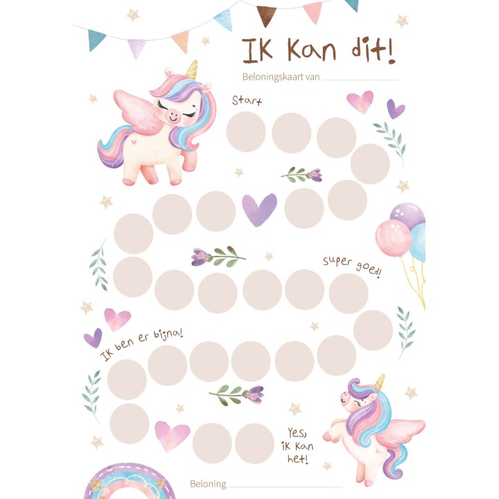 Beloningskaarten unicorn printable | Writemoments