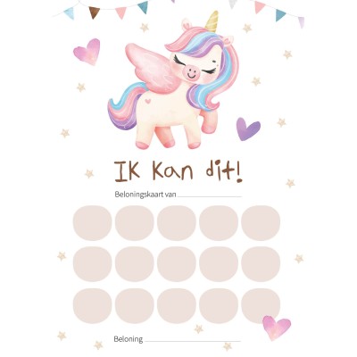 Beloningskaarten unicorn printable | Writemoments