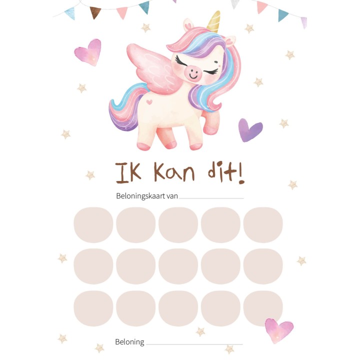 Beloningskaarten unicorn printable | Writemoments