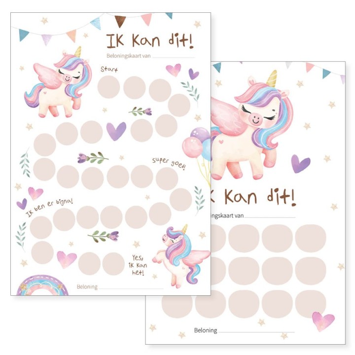 Beloningskaarten unicorn printable | Writemoments