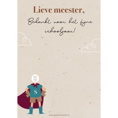 Super meester kaart, een stoer en grappig meester cadeau