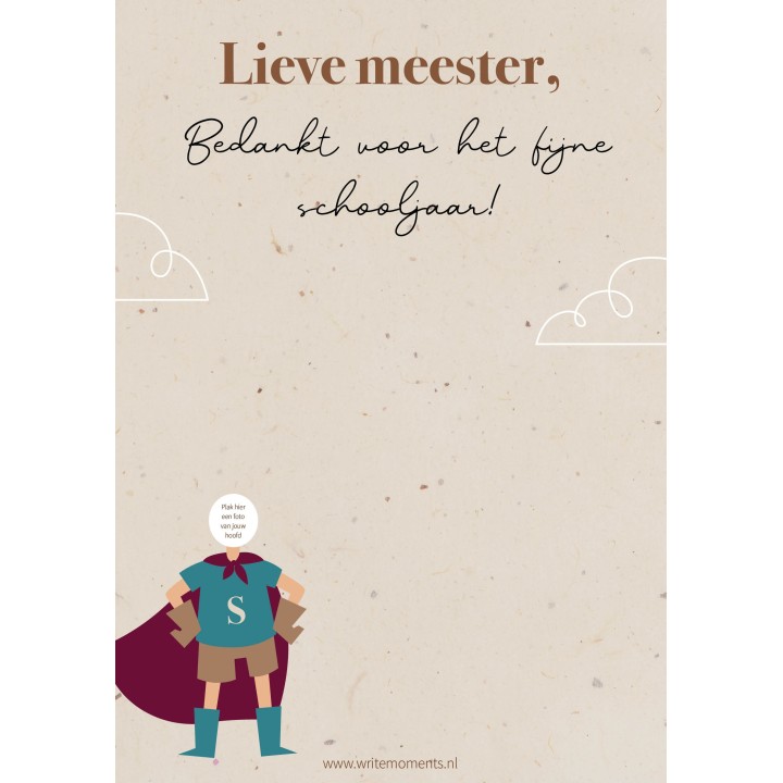 Super meester kaart, een stoer en grappig meester cadeau