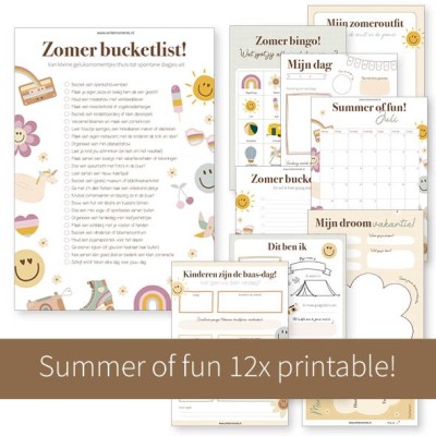 Printable zomer bucketlist + vakantie activiteiten voor