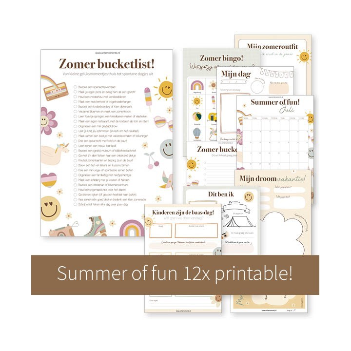 Printable zomer bucketlist + vakantie activiteiten voor