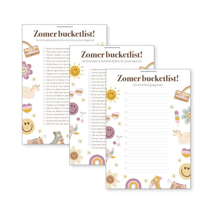 Printable zomer bucketlist + vakantie activiteiten voor