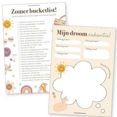 Printable zomer bucketlist + vakantie activiteiten voor
