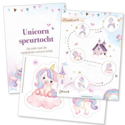 Speurtocht kinderfeestje unicorn | printable met opdrachten