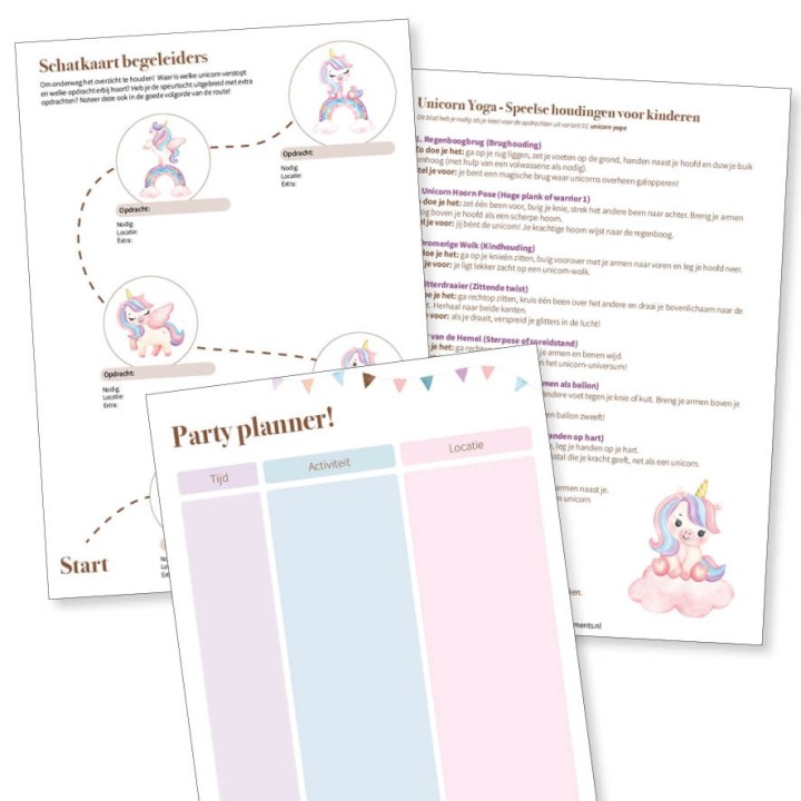 Speurtocht kinderfeestje unicorn | printable met opdrachten