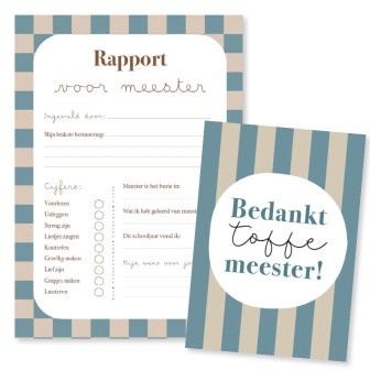 Bedank meester rapport + kaart (printable) | Writemoments