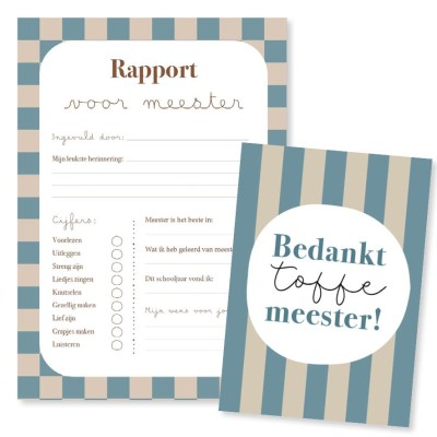 Bedank meester rapport + kaart (printable) | Writemoments