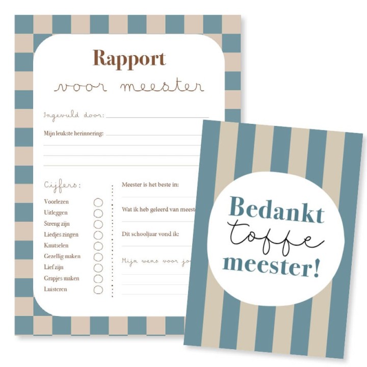 Bedank meester rapport + kaart (printable) | Writemoments