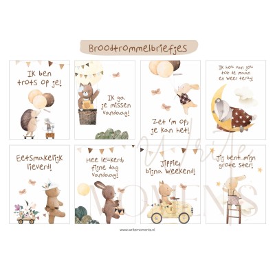 Broodtrommelbriefjes bosdieren | printable | Writemoments