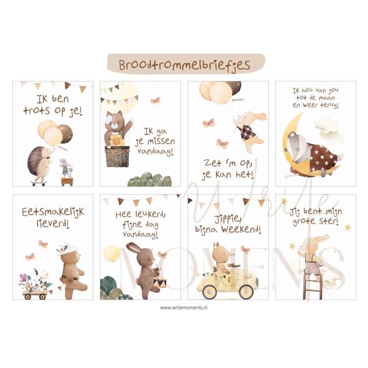 Broodtrommelbriefjes bosdieren | printable | Writemoments