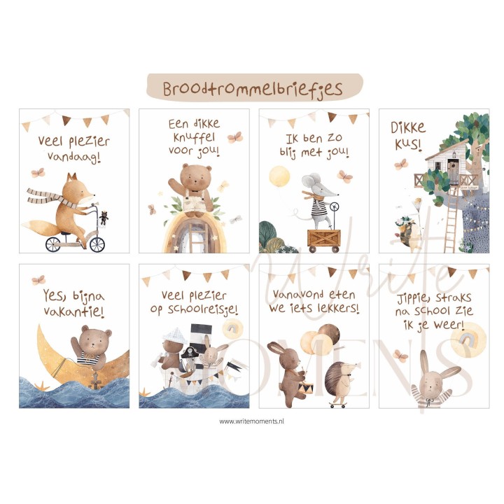 Broodtrommelbriefjes bosdieren | printable | Writemoments