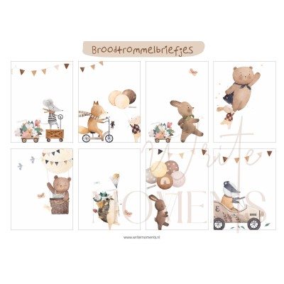 Broodtrommelbriefjes bosdieren | printable | Writemoments