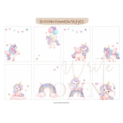 Unicorn broodtrommelbriefjes – vrolijke lunch briefjes