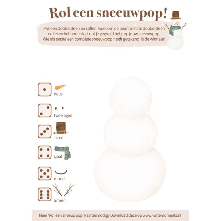 Rol de sneeuwpop printable: leuke winter & kerstvakantie