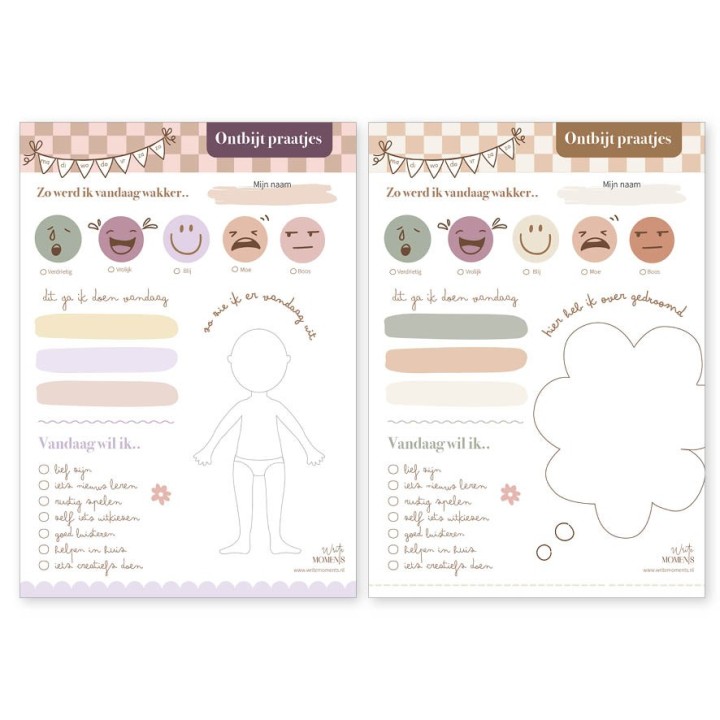 Bedtijdpraatjes & ontbijtpraatjes kids | Printable