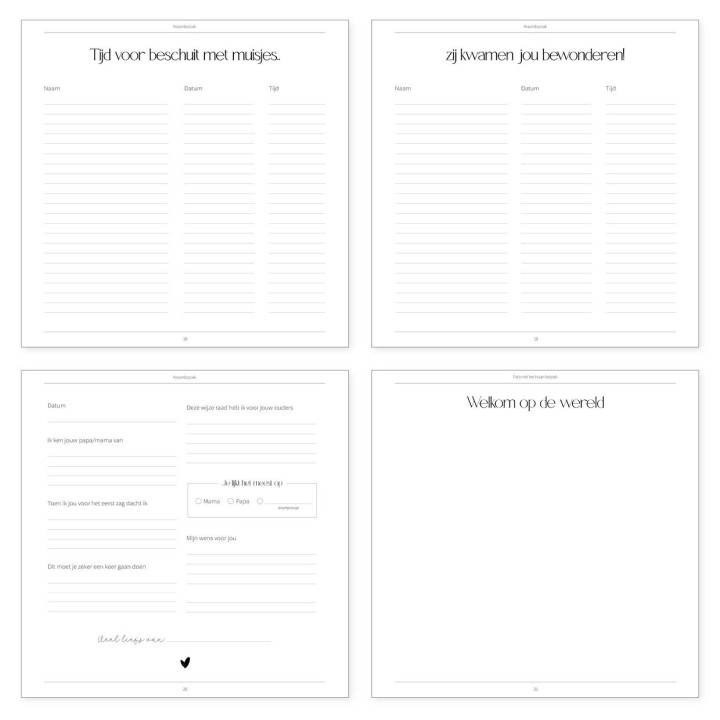 Kraambezoekboek | Gastenboek voor de kraamtijd
