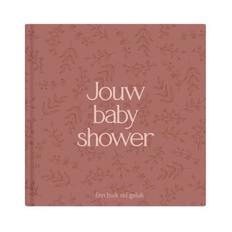 Babyshower boek terra roze | Invulboek voor 25 gasten