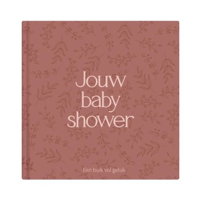 Babyshower boek terra roze | Invulboek voor 25 gasten
