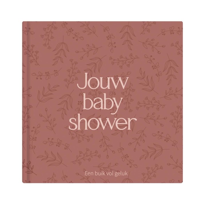 Babyshower boek terra roze | Invulboek voor 25 gasten