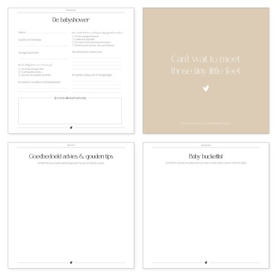 Babyshower boek terra roze | Invulboek voor 25 gasten