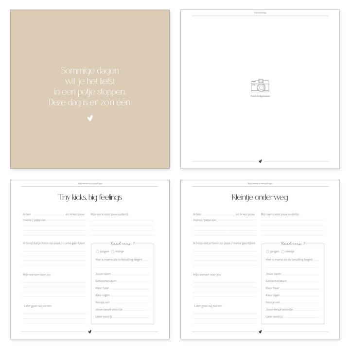 Babyshower boek terra roze | Invulboek voor 25 gasten