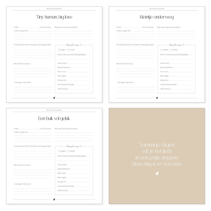 Babyshower boek terra roze | Invulboek voor 25 gasten