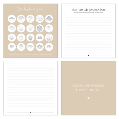 Babyshower boek bruin | Invulboek voor 25 gasten