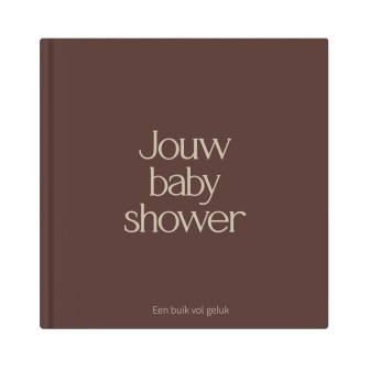Babyshower boek bruin | Invulboek voor 25 gasten