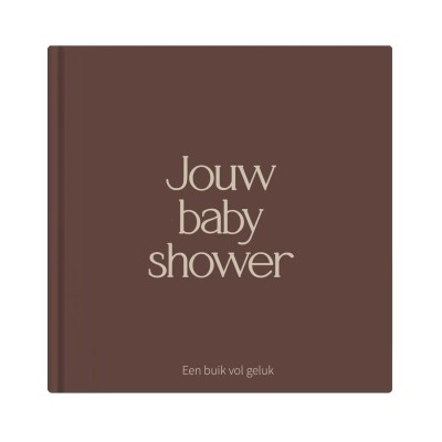 Babyshower boek bruin | Invulboek voor 25 gasten